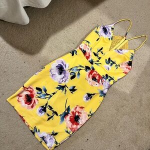 Floral Yellow Mini Dress